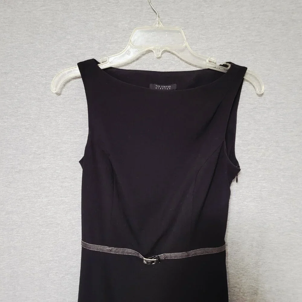 Women's The Limited Sleeveless Black Little Dress with Front Slit Size 2 - Picture 2 of 7